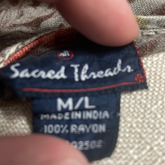 Size M, Sacred Threads short boho dress, earth toned, embroidered, lightweight - Picture 4 of 4